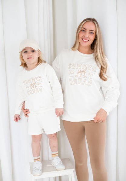 Child's 'Summer Squad' embroidered personalised mini me holiday sweatshirt