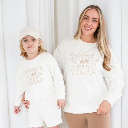 Ladies' 'Summer Squad' embroidered holiday personalised mini me sweatshirt