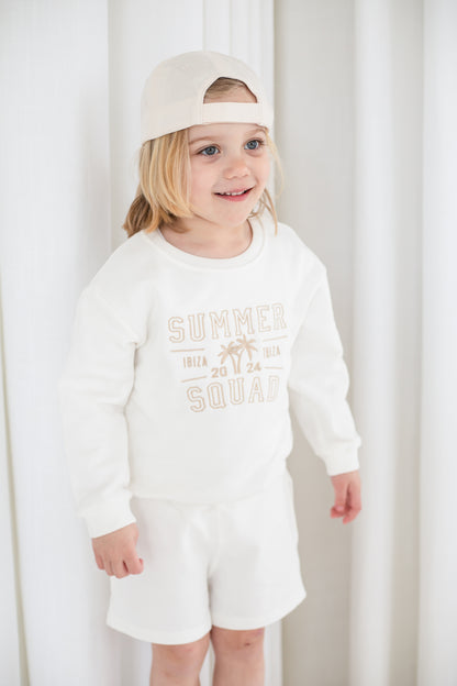 Child's 'Summer Squad' embroidered personalised mini me holiday sweatshirt