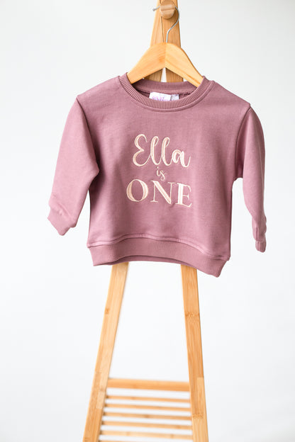 Signature Personalised 'One' first birthday embroidered sweatshirt