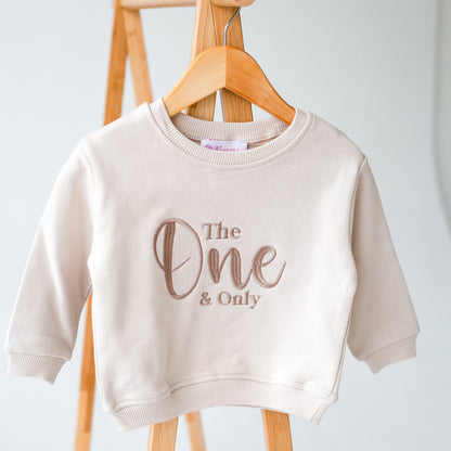 Signature 'One and only' first birthday embroidered sweatshirt