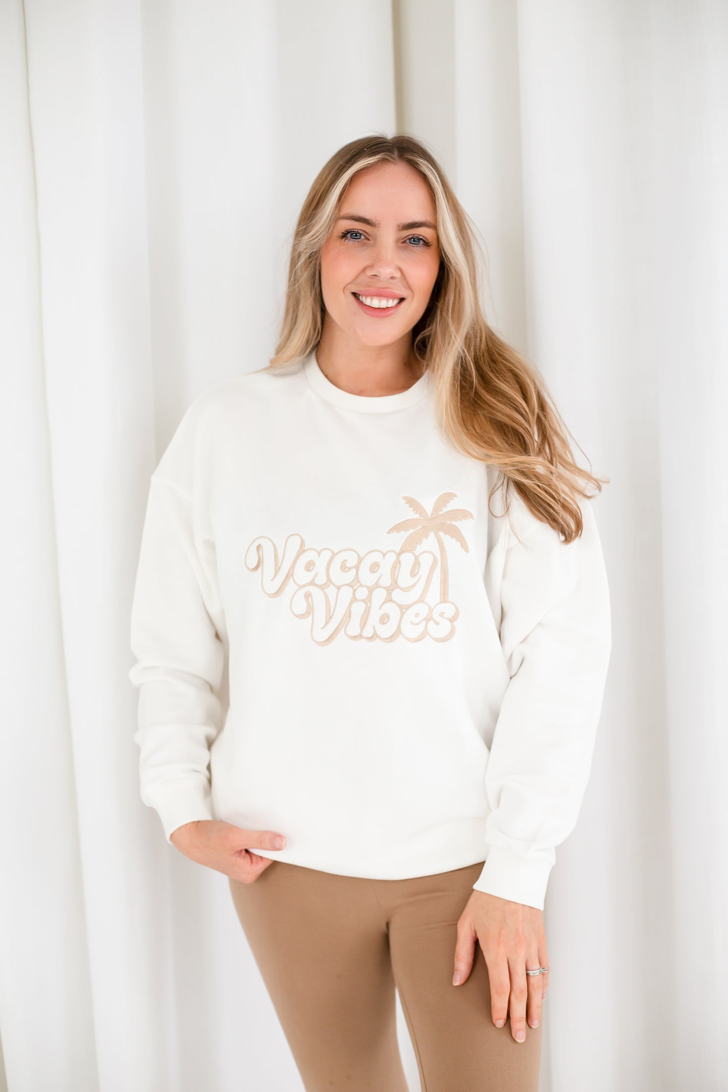 Ladies 'Vacay Vibes' embroidered holiday mini me sweatshirt