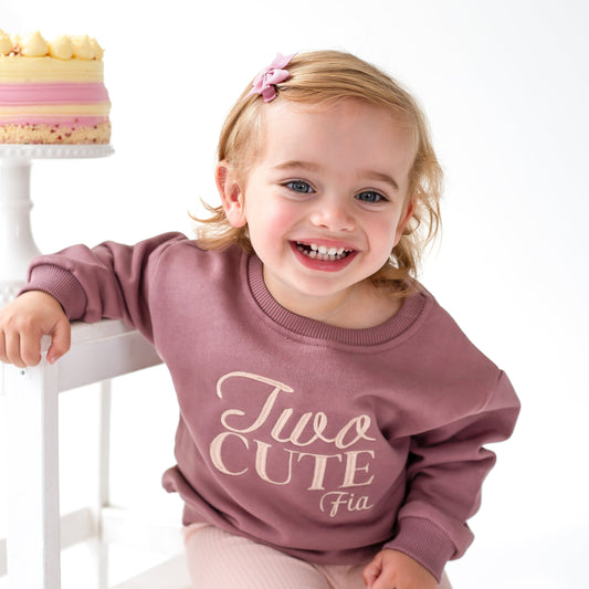 Signature 'Two Cute' Second birthday personalised embroidered sweatshirt