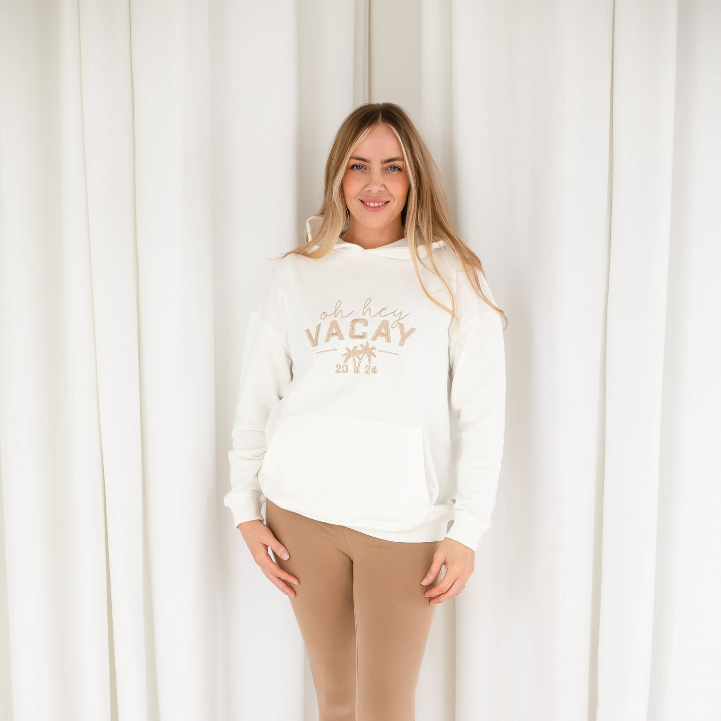 Ladies' 'Oh hey Vacay 24' embroidered holiday mini me hoodie