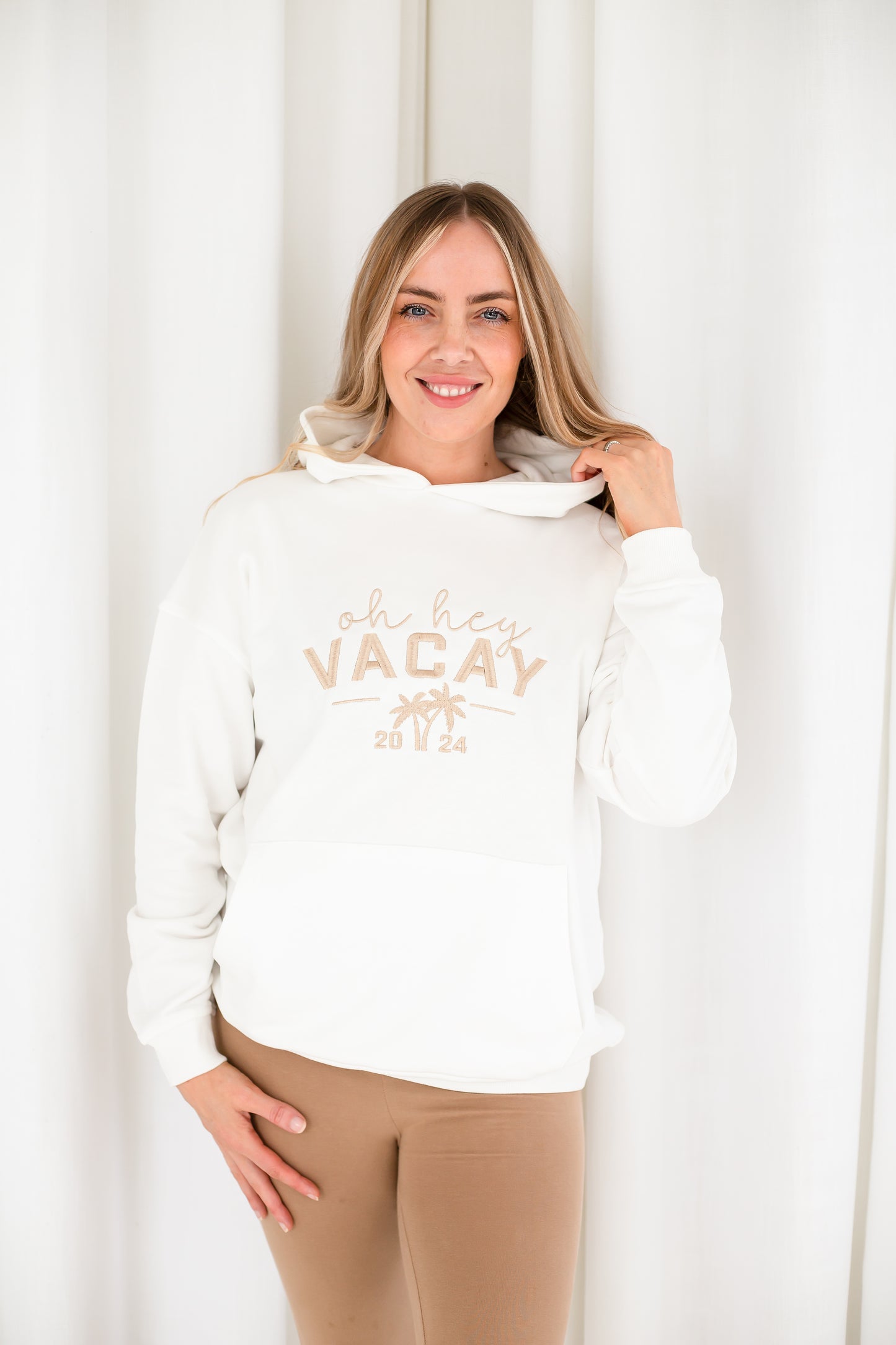 Child's 'Oh hey Vacay 24' embroidered mini me holiday hoodie