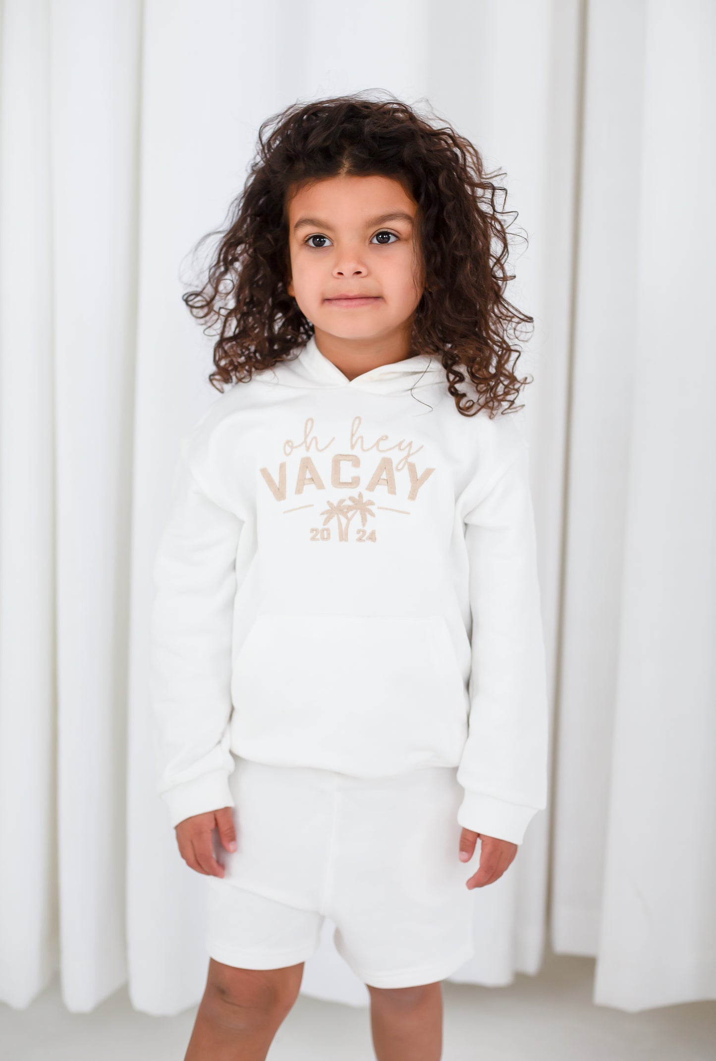 Child's 'Oh hey Vacay 24' embroidered mini me holiday hoodie