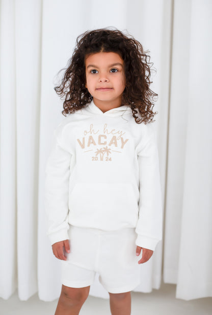 Child's 'Oh hey Vacay 24' embroidered mini me holiday hoodie