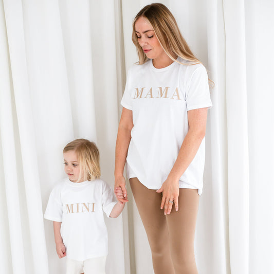 MAMA ladies' embroidered oversized matching mini me T shirt