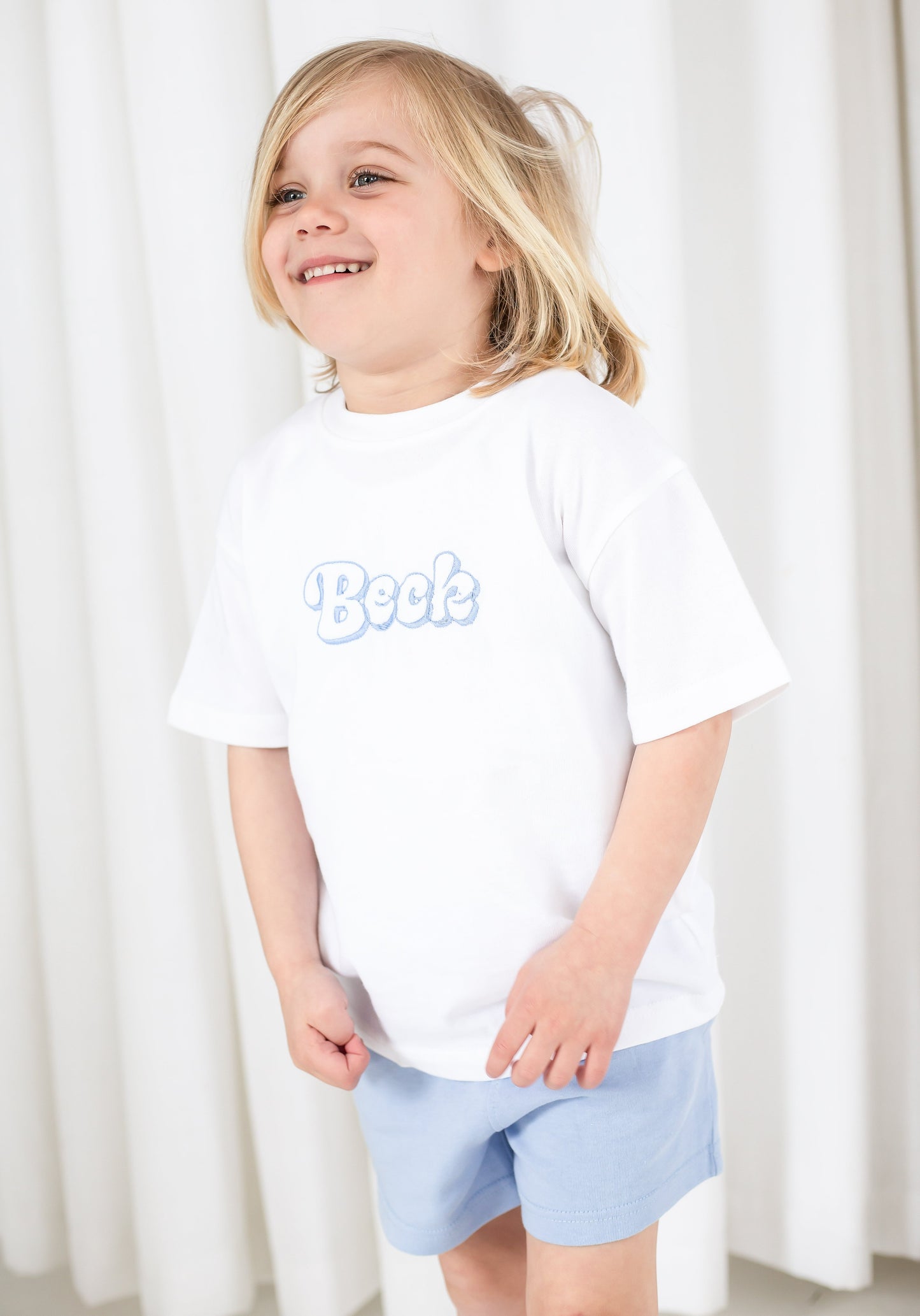 Summer bubble font personalised name embroidered t shirt