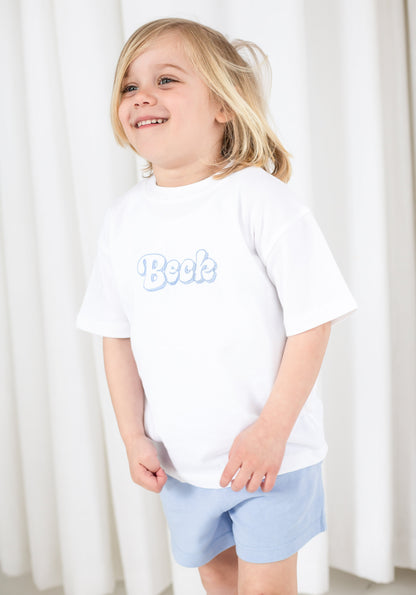 Summer bubble font personalised name embroidered t shirt