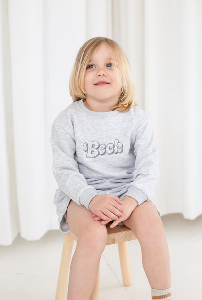 Summer bubble font personalised name embroidered sweatshirt