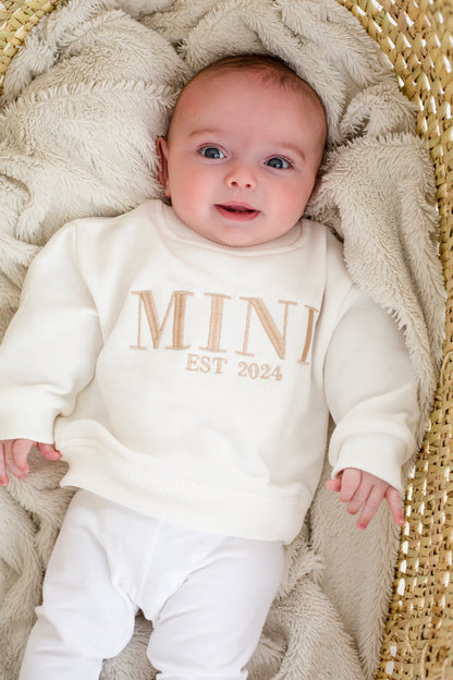 Signature 'MAMA EST.' ladies' embroidered matching mini me sweatshirt