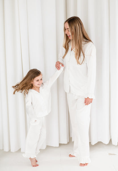 Embroidered 'Bride' matt satin button through pyjamas