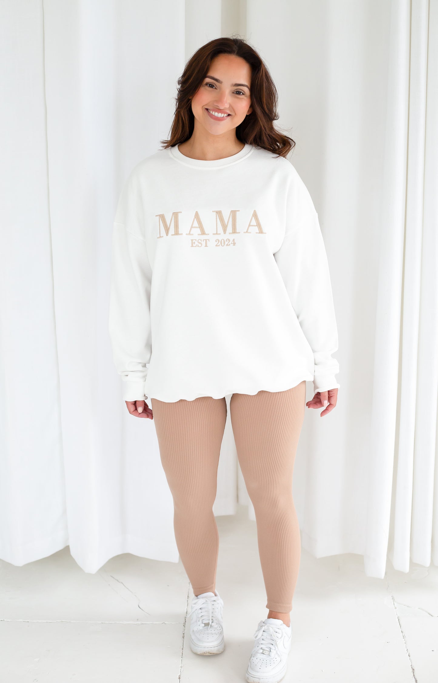 Signature 'MAMA EST.' ladies' embroidered matching mini me sweatshirt