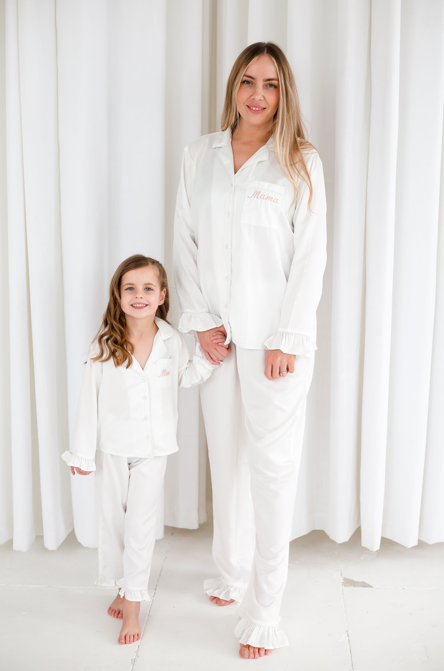 Embroidered MAMA matching satin pyjamas - matching MINI available