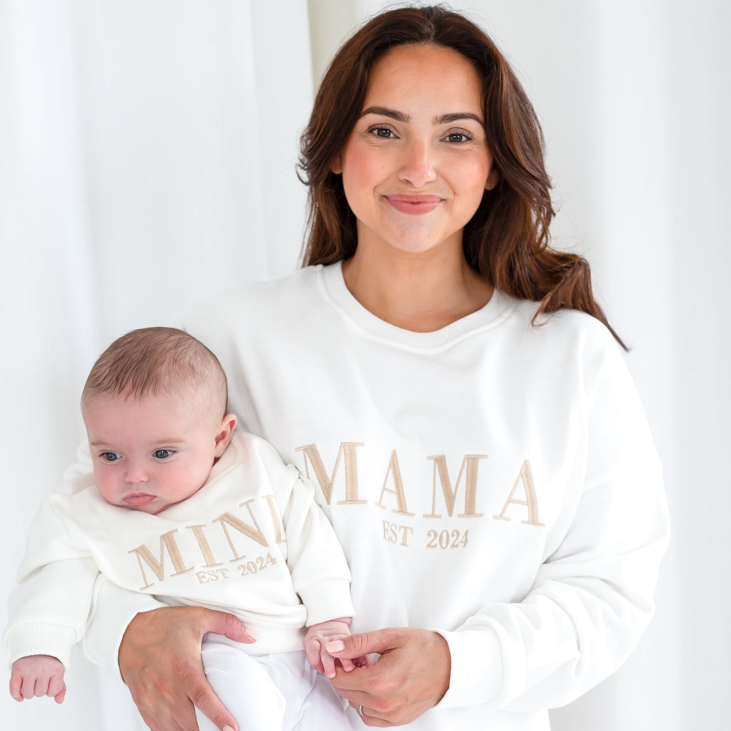 Signature 'MAMA EST.' ladies' embroidered matching mini me sweatshirt