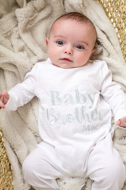 Signature Baby Sibling personalised embroidered babygro