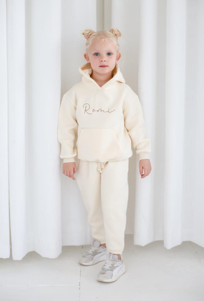 AW Boys personalised italic name embroidered hoodie and jogger tracksuit