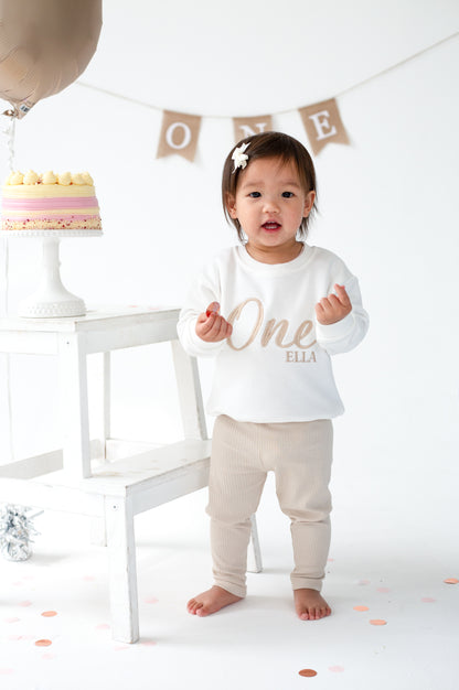 Signature Personalised Big 'One' first birthday embroidered sweatshirt