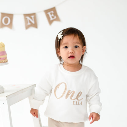 Signature Personalised Big 'One' first birthday embroidered sweatshirt