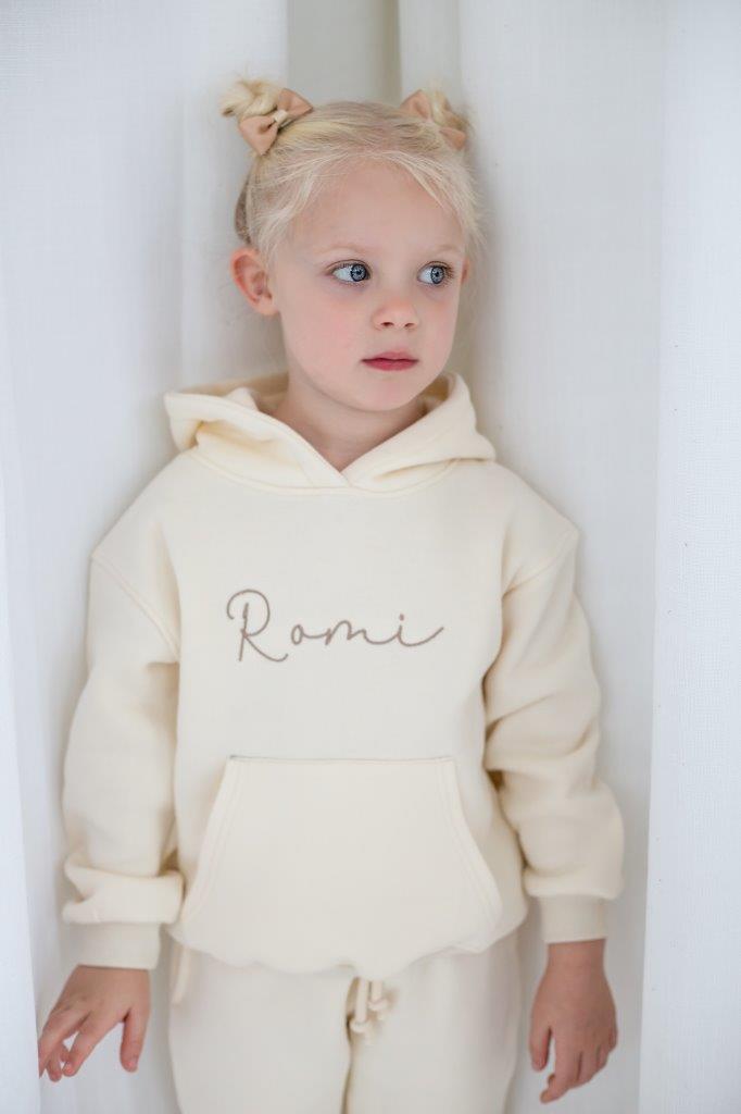 AW Girls personalised italic name embroidered hoodie