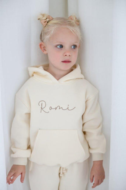 AW Girls personalised italic name embroidered hoodie