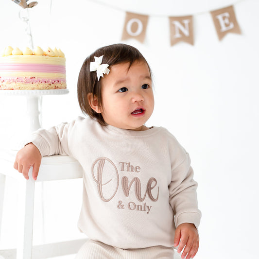 Signature 'One and only' first birthday embroidered sweatshirt