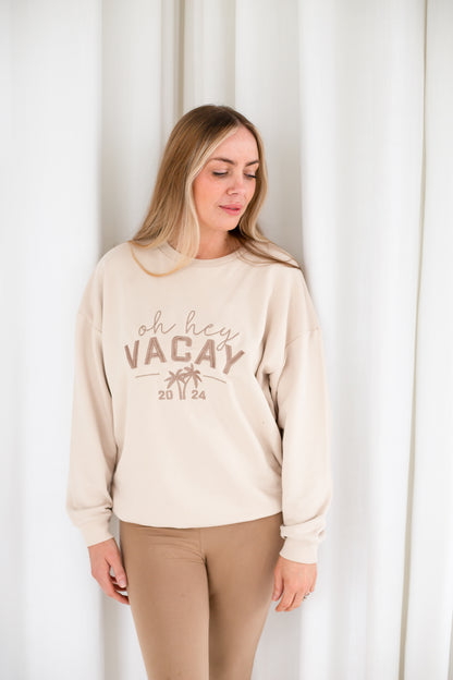 Child's 'Oh hey Vacay 24' embroidered mini me holiday sweatshirt