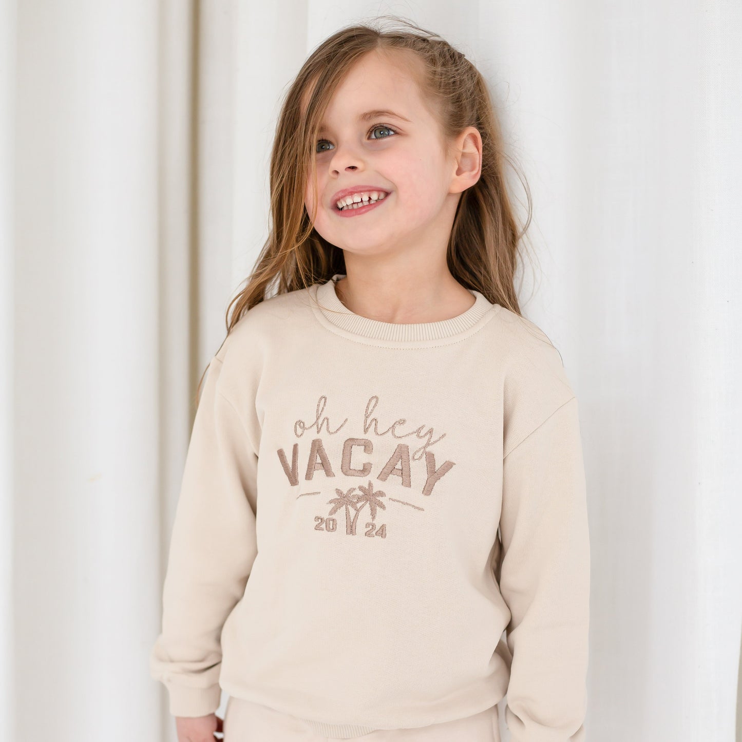 Child's 'Oh hey Vacay 24' embroidered mini me holiday sweatshirt