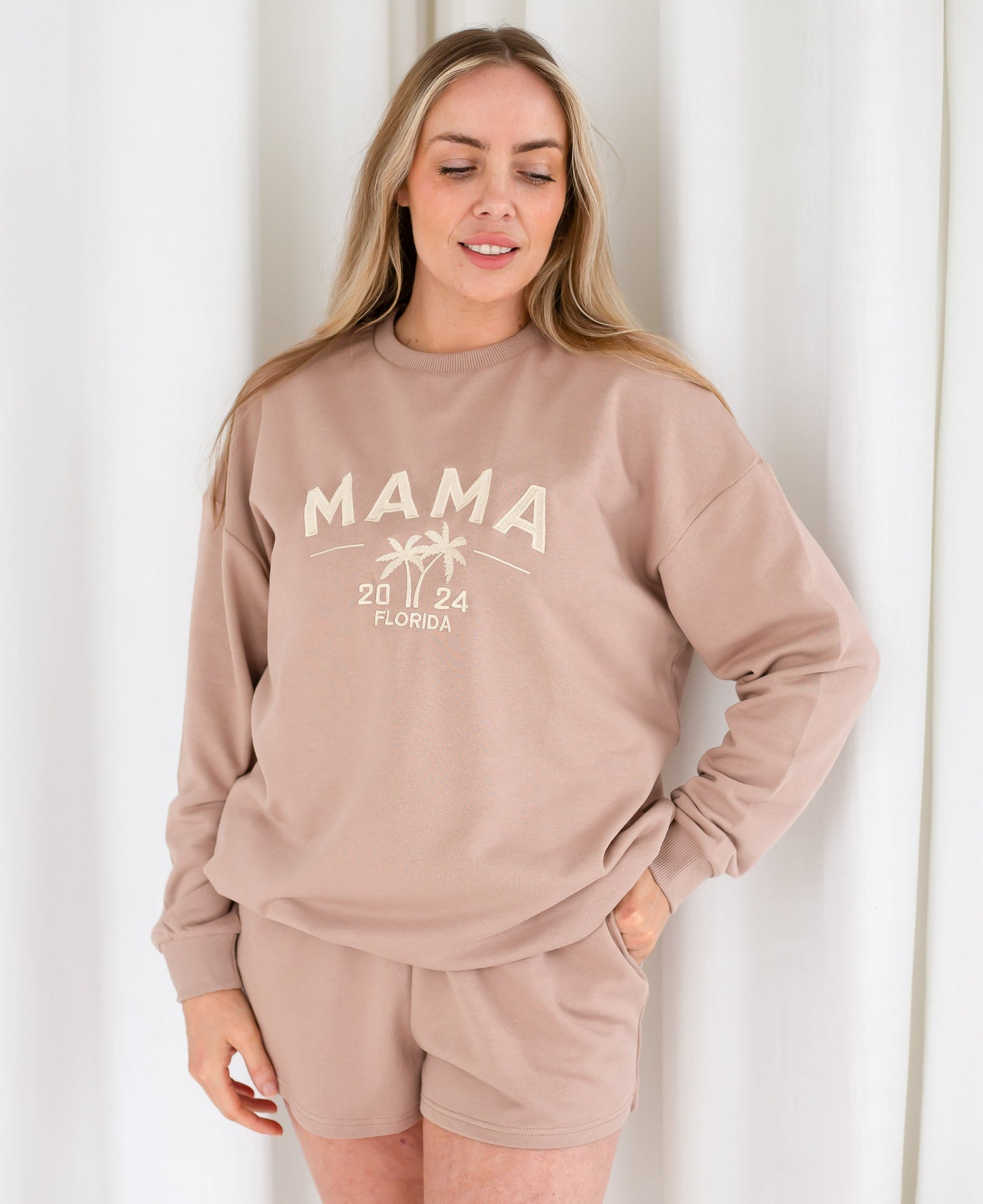 'MAMA 24' personalised embroidered holiday mini me sweatshirt