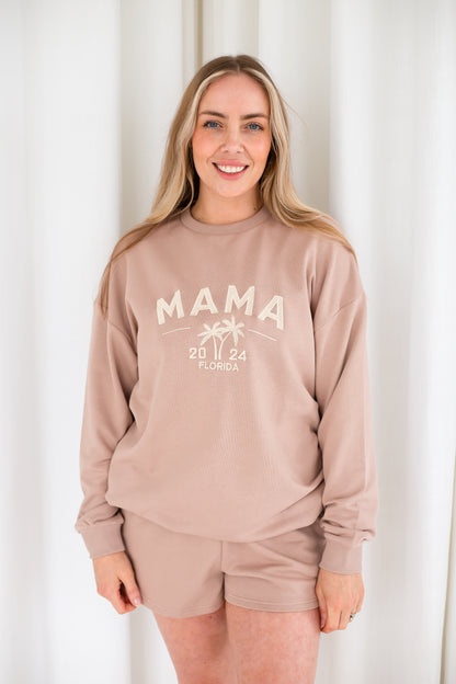 'MAMA 24' personalised embroidered holiday mini me sweatshirt