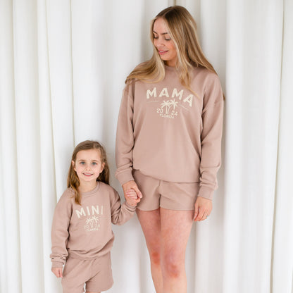 'MAMA 24' personalised embroidered holiday mini me sweatshirt