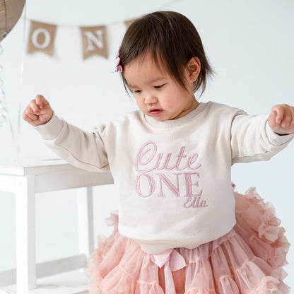 Signature 'Cute One' personalised first birthday embroidered sweatshirt