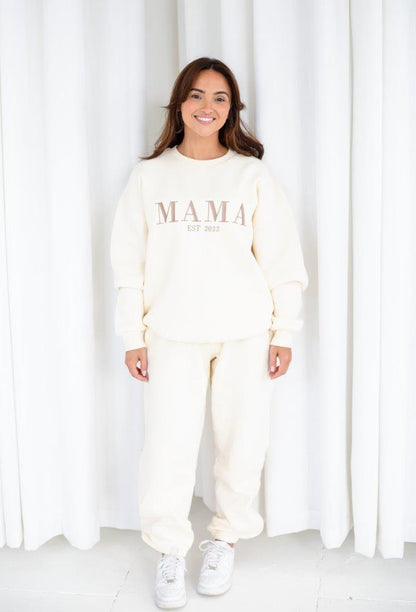 AW 'MAMA EST.' ladies' embroidered matching mini me sweatshirt