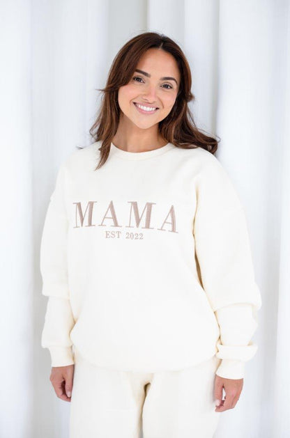 AW 'MAMA EST.' ladies' embroidered matching mini me sweatshirt