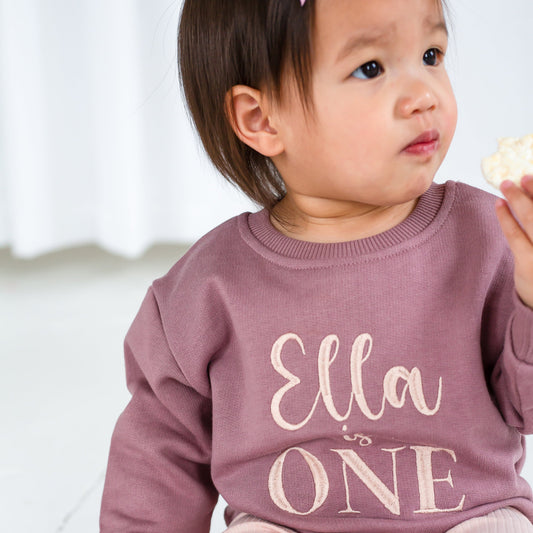 Signature Personalised 'One' first birthday embroidered sweatshirt