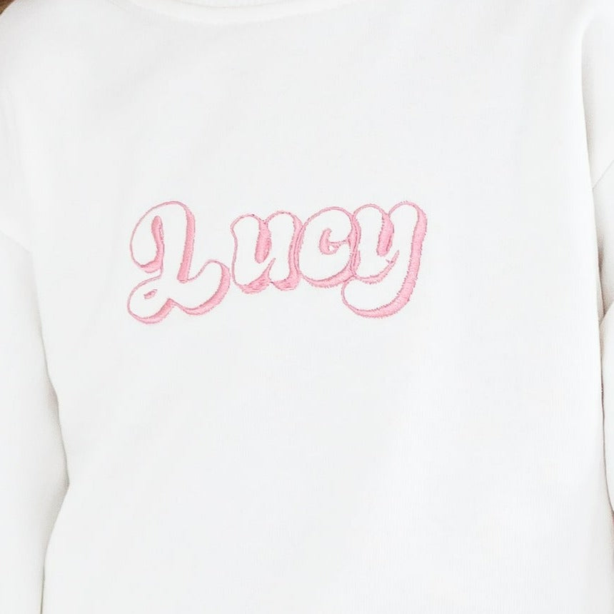 Summer bubble font personalised name embroidered t shirt