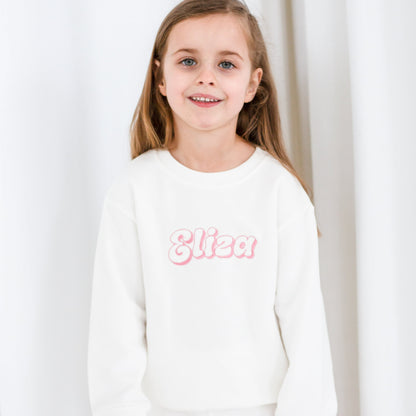 Summer bubble font personalised name embroidered short tracksuit