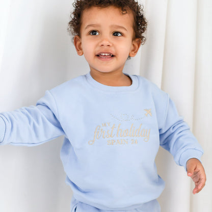 'My First Holiday' personalised embroidered sweatshirt