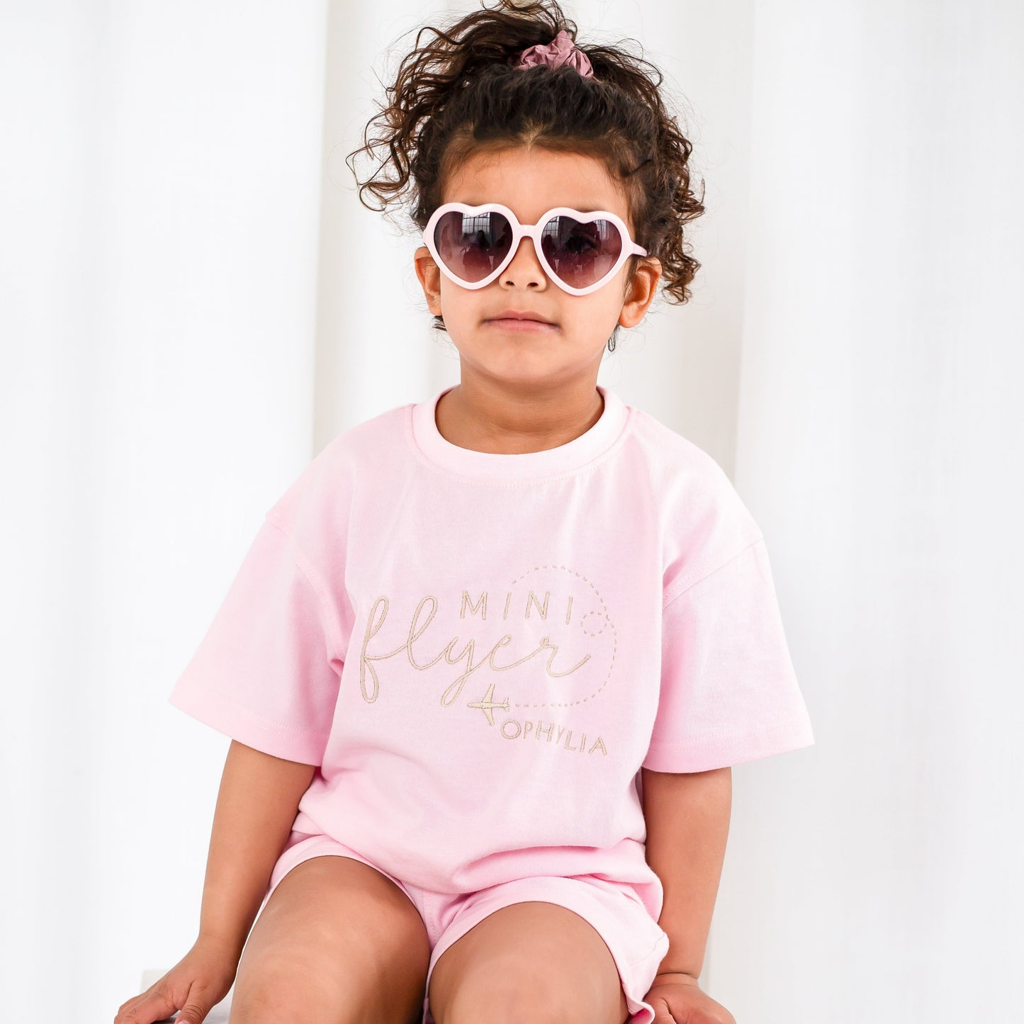 'First Time Flyer' personalised name embroidered t shirt and short set