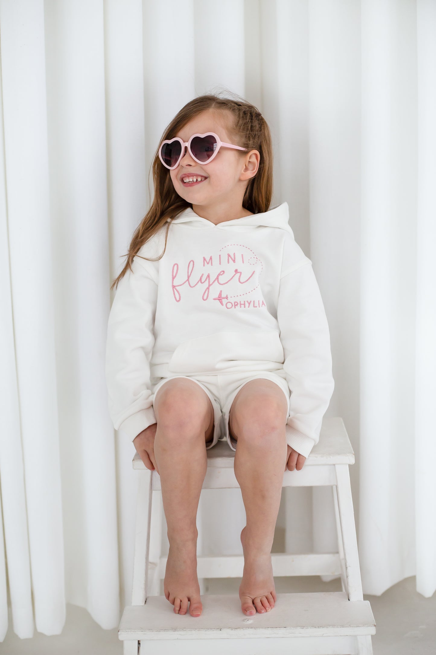 'Mini Flyer' personalised embroidered hoodie and short tracksuit