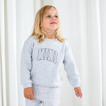 Signature child's varsity style MINI embroidered matching mini me sweatshirt