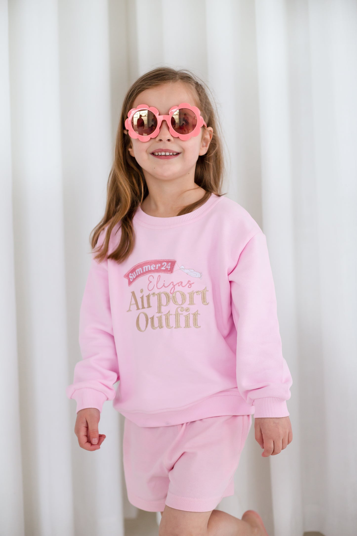 Pink 'Airport Outfit' personalised embroidered sweatshirt