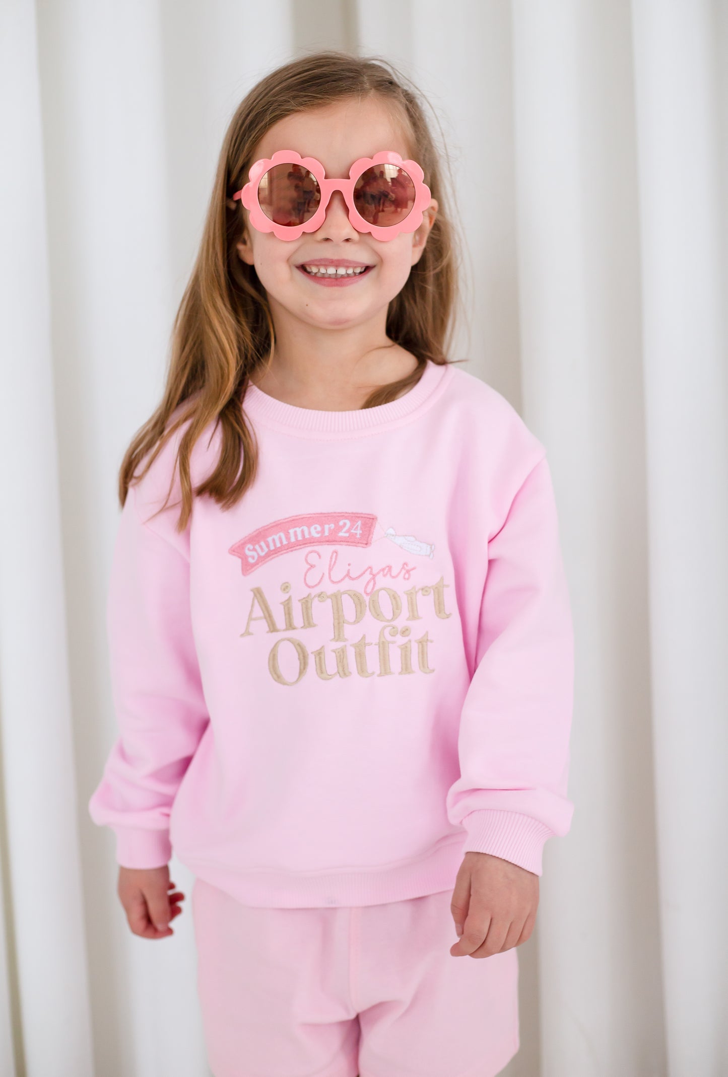 Pink 'Airport Outfit' personalised embroidered sweatshirt