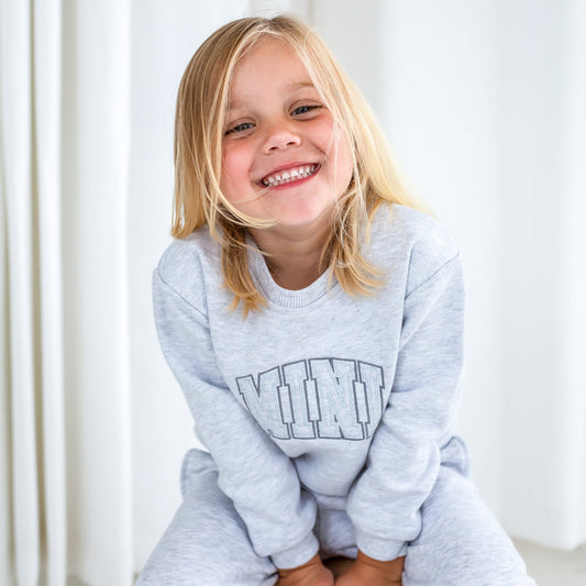 Signature child's varsity style MINI embroidered matching mini me sweatshirt