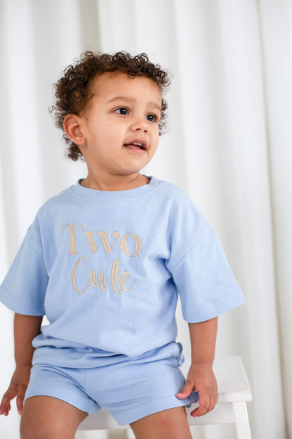 'Two Cute' birthday embroidered t shirt