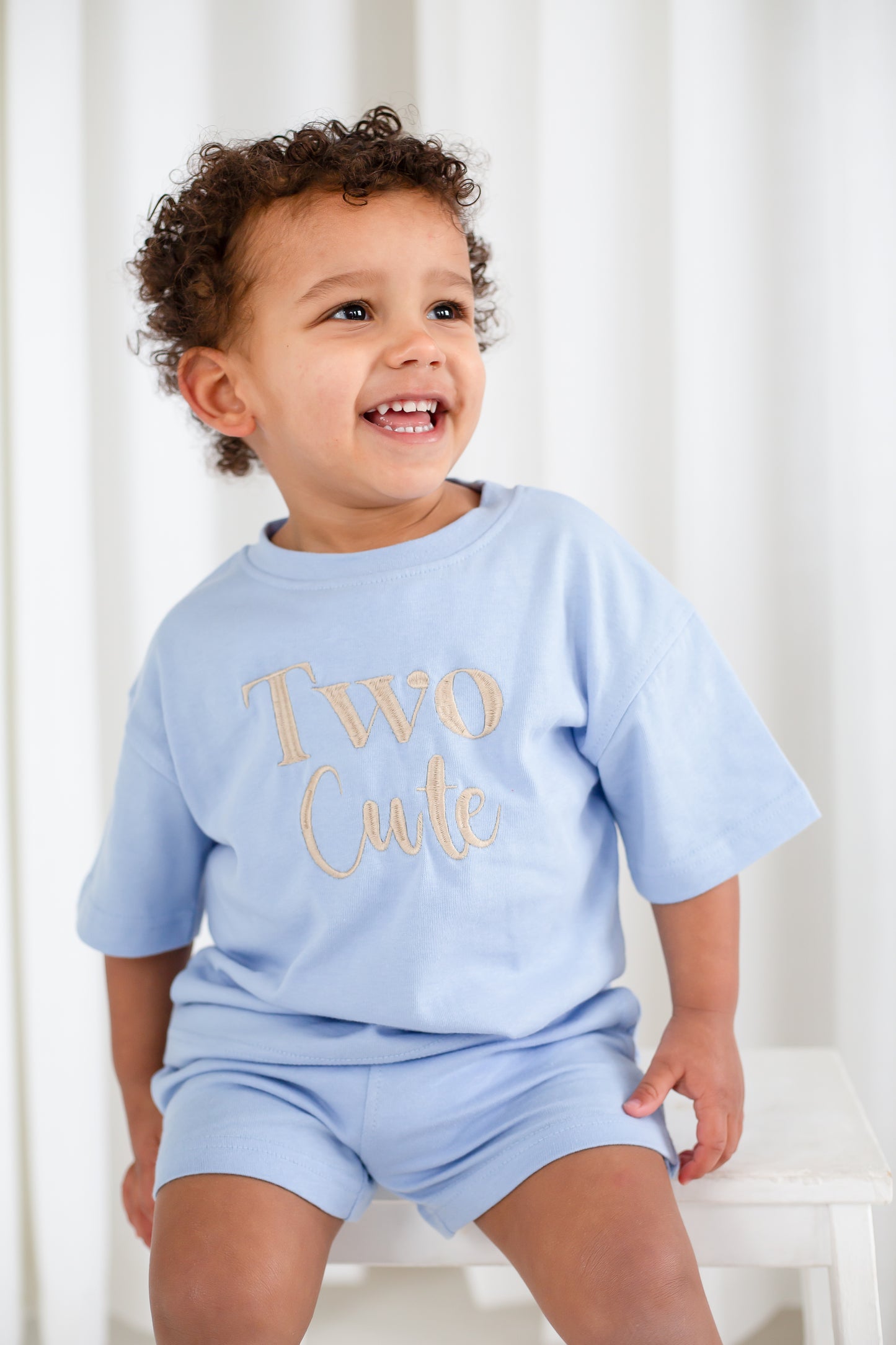 'Two Cute' birthday embroidered t shirt