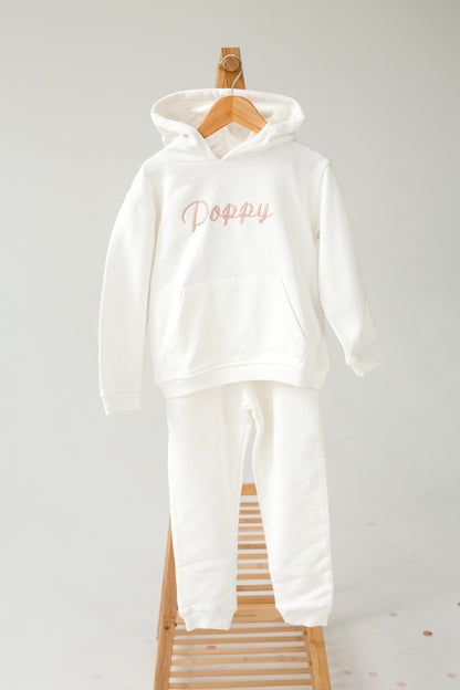 Signature italic personalised name embroidered hoodie tracksuit