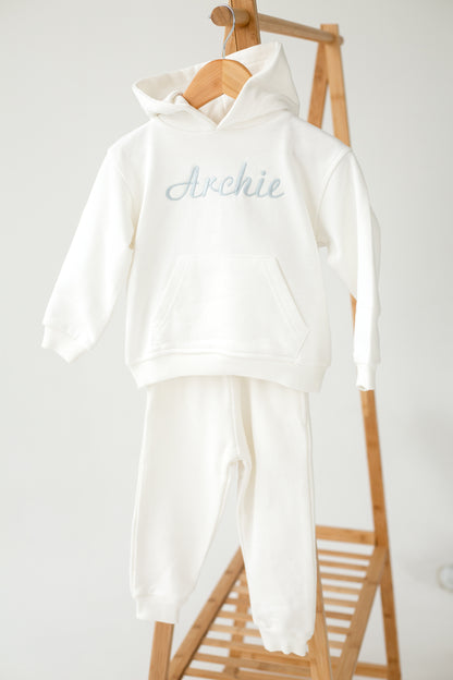 Signature italic personalised name embroidered hoodie tracksuit