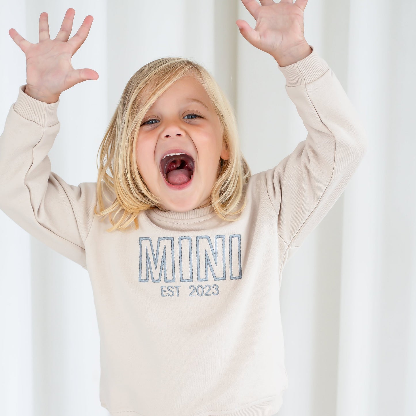 Signature child's MINI outline embroidered matching mini me sweatshirt